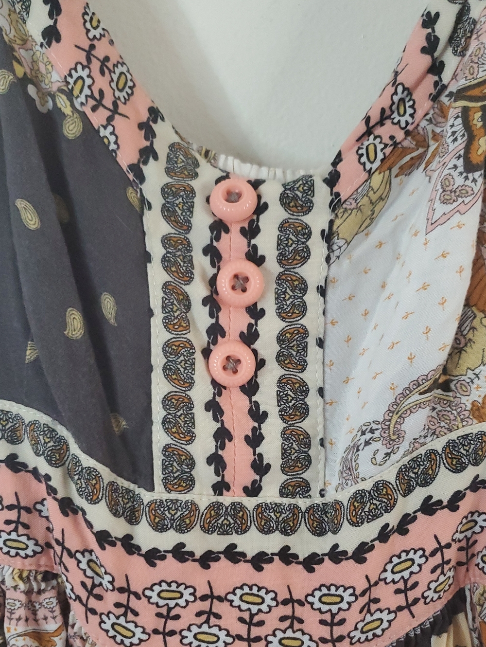 Matilda Jane Perfectly Paisley Boho Patchwork Maxi Dress Size Sm Pockets Tie - Picture 6 of 13